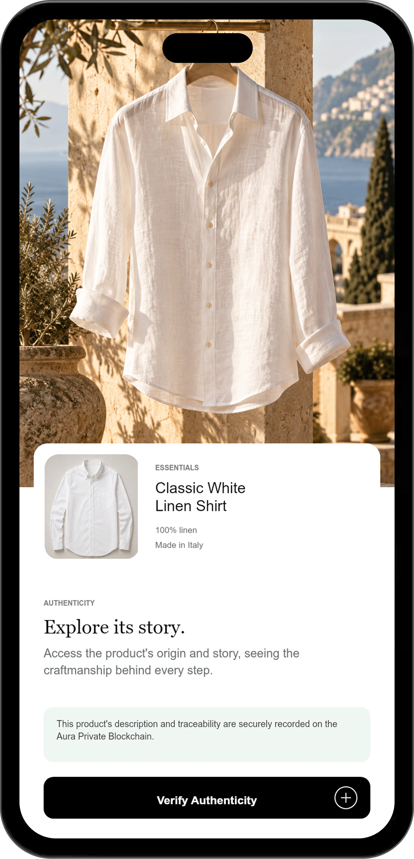Aura Digital Product Passport phone experience