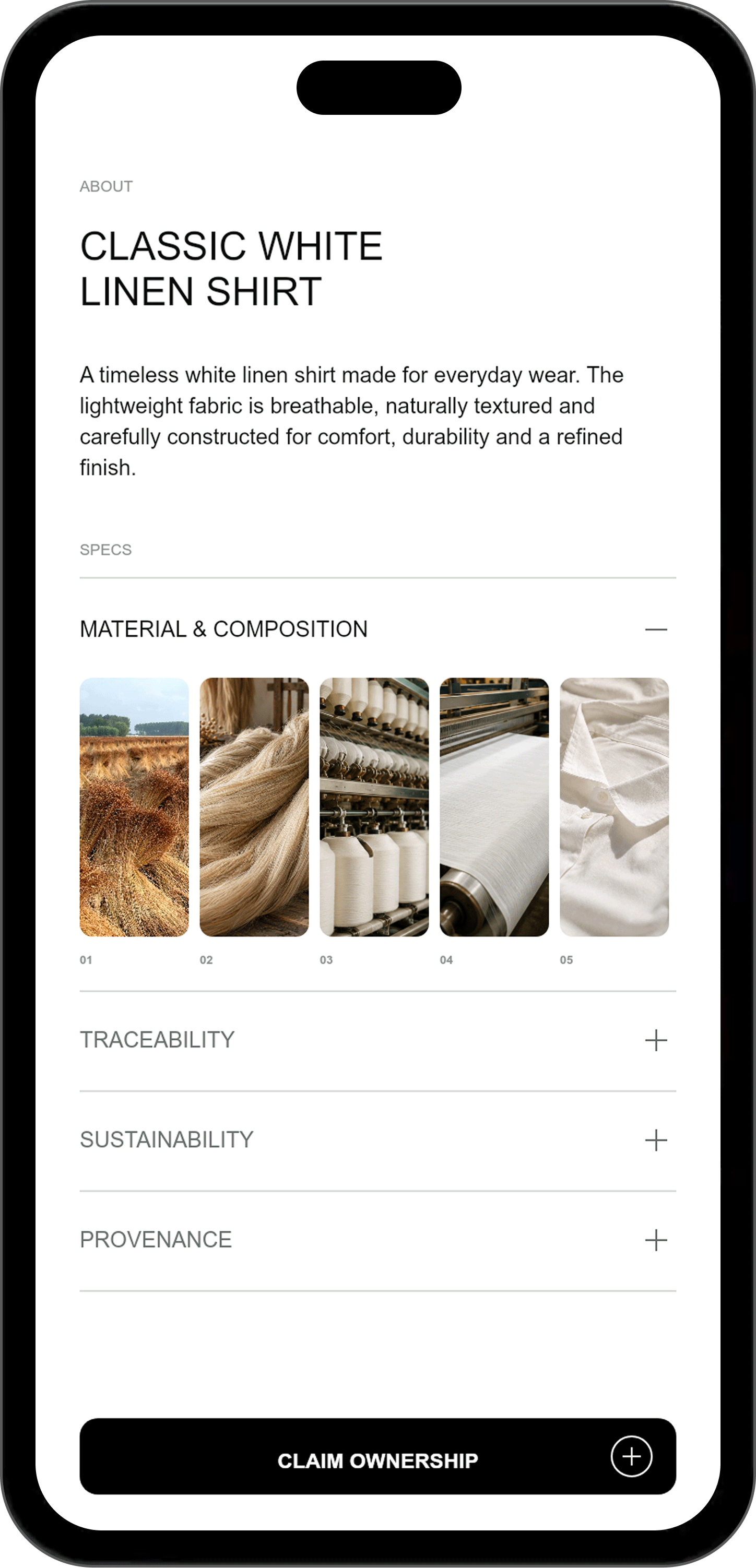 Aura Digital Product Passport phone experience